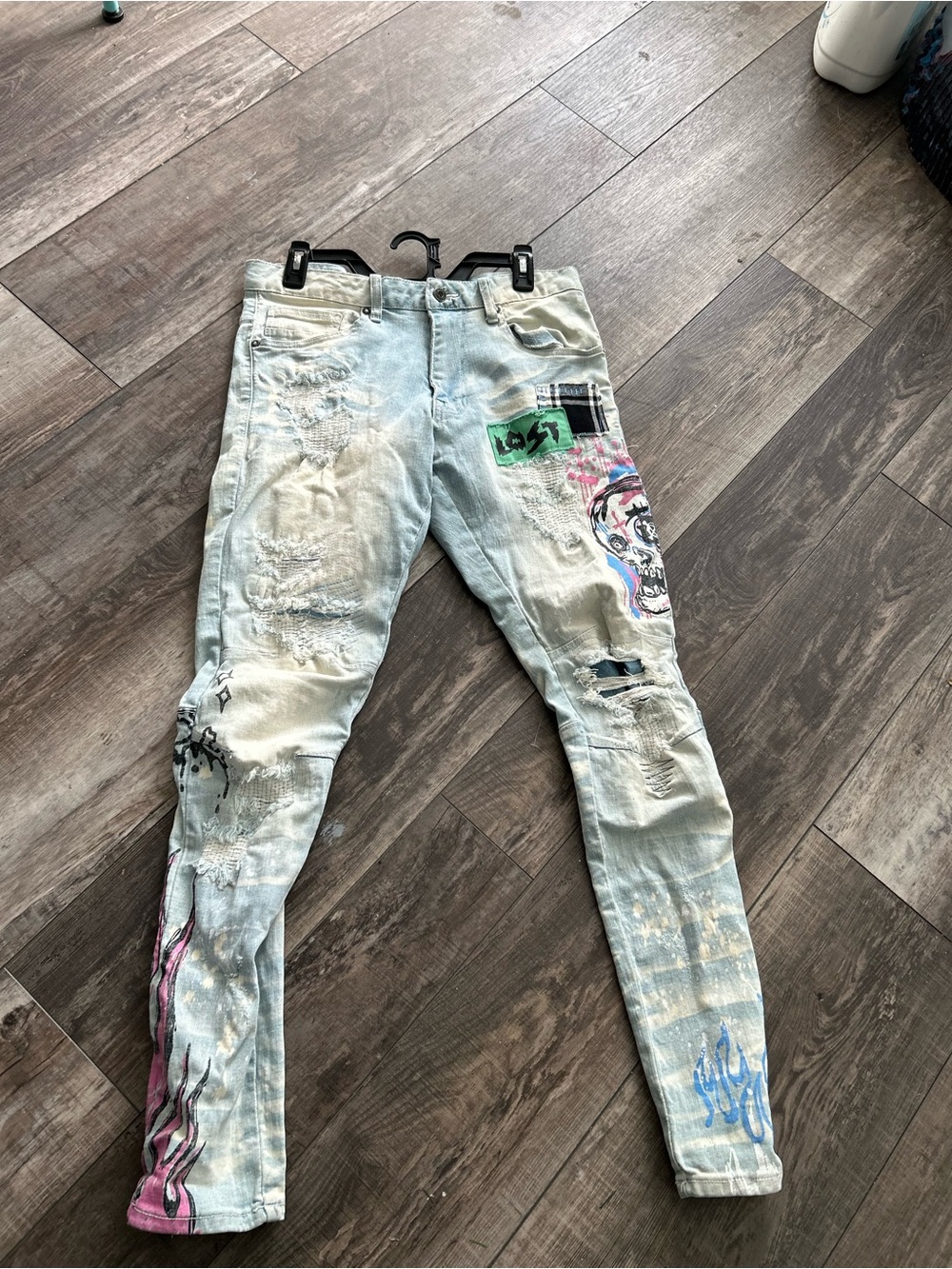 Skull & Graphics Skinny Jeans  32/32  Pat1 - Vintage